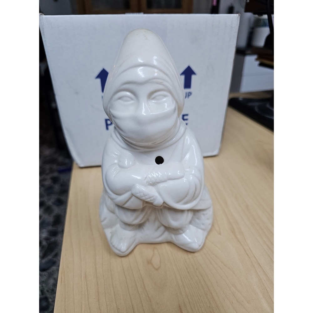Vintage White Ceramic Ninja Tiki Mug Figurine Glossy Martial Arts Decor